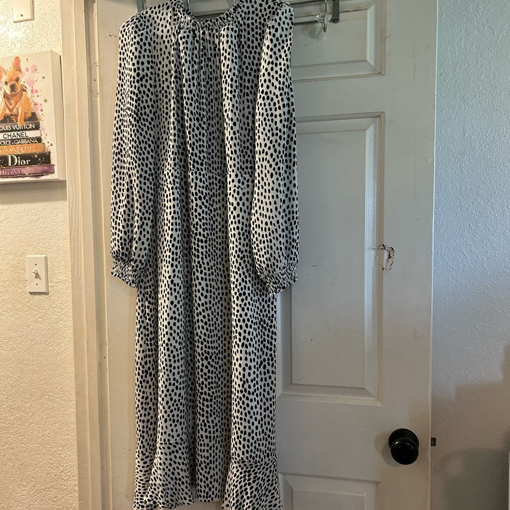 J. Crew Black and White Polka Dot Maxi Dress